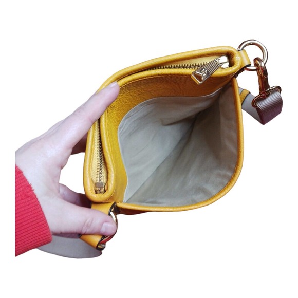 Lauren Ralph Lauren Yellow Leather Crossbody Purse Bag - Picture 9 of 16